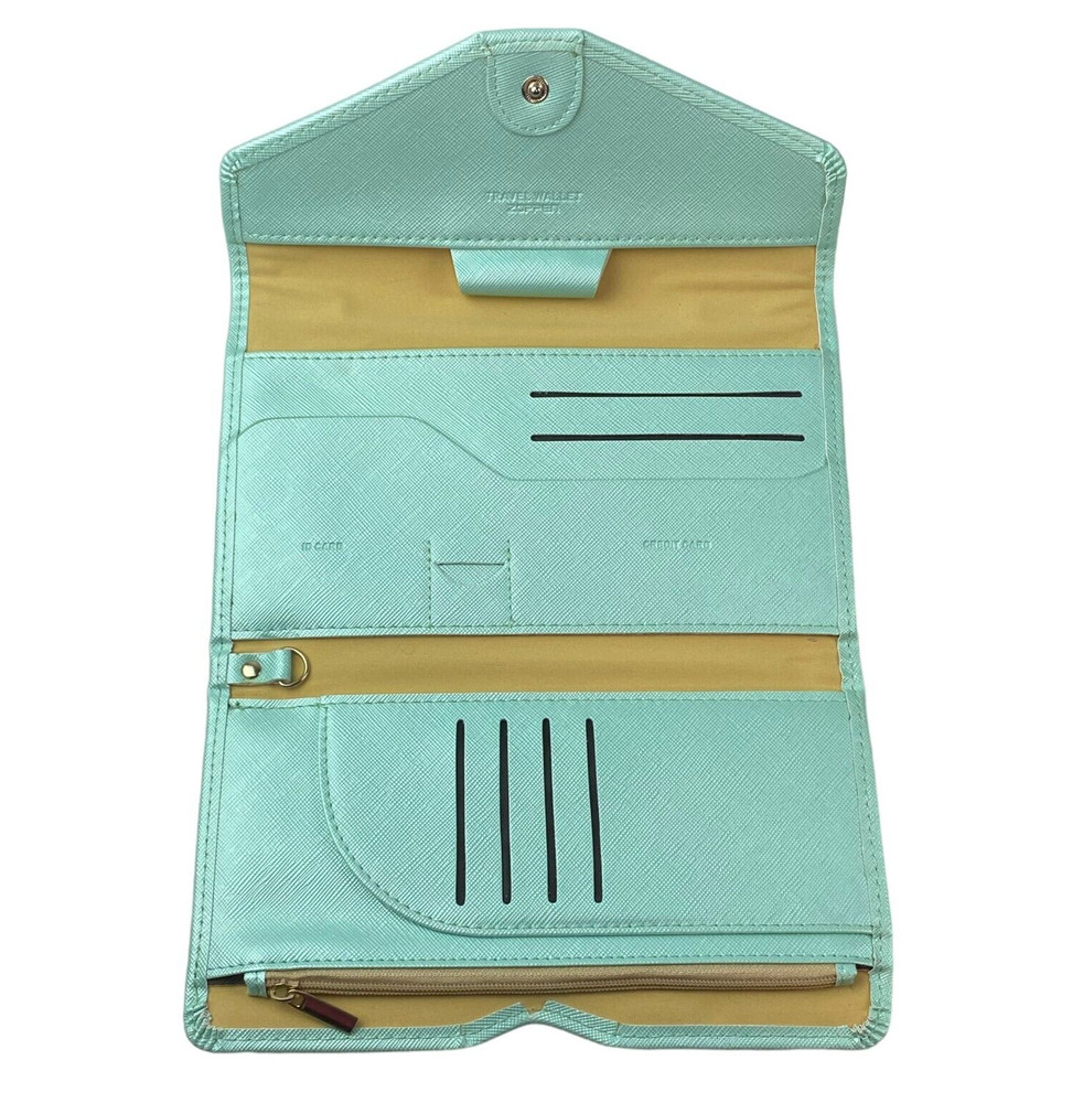Travel Wallet Organizer Mint Green Passport Holder