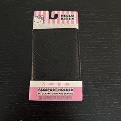 Hello Kitty Embossed Black Passport Holder Secures Safety Traveling Case Sanrio