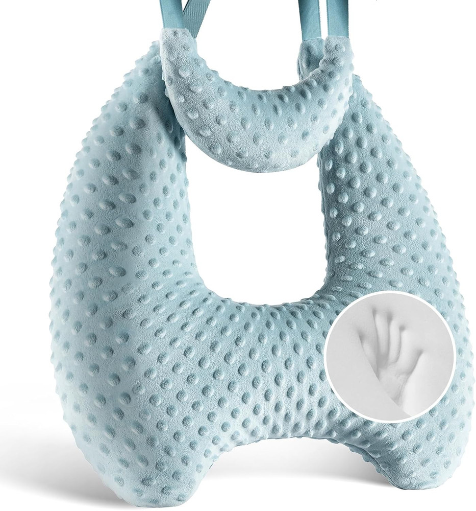 Kids Memory Foam Travel Pillow – H-Shape Car Pillow with Adjustable Velvet Dots