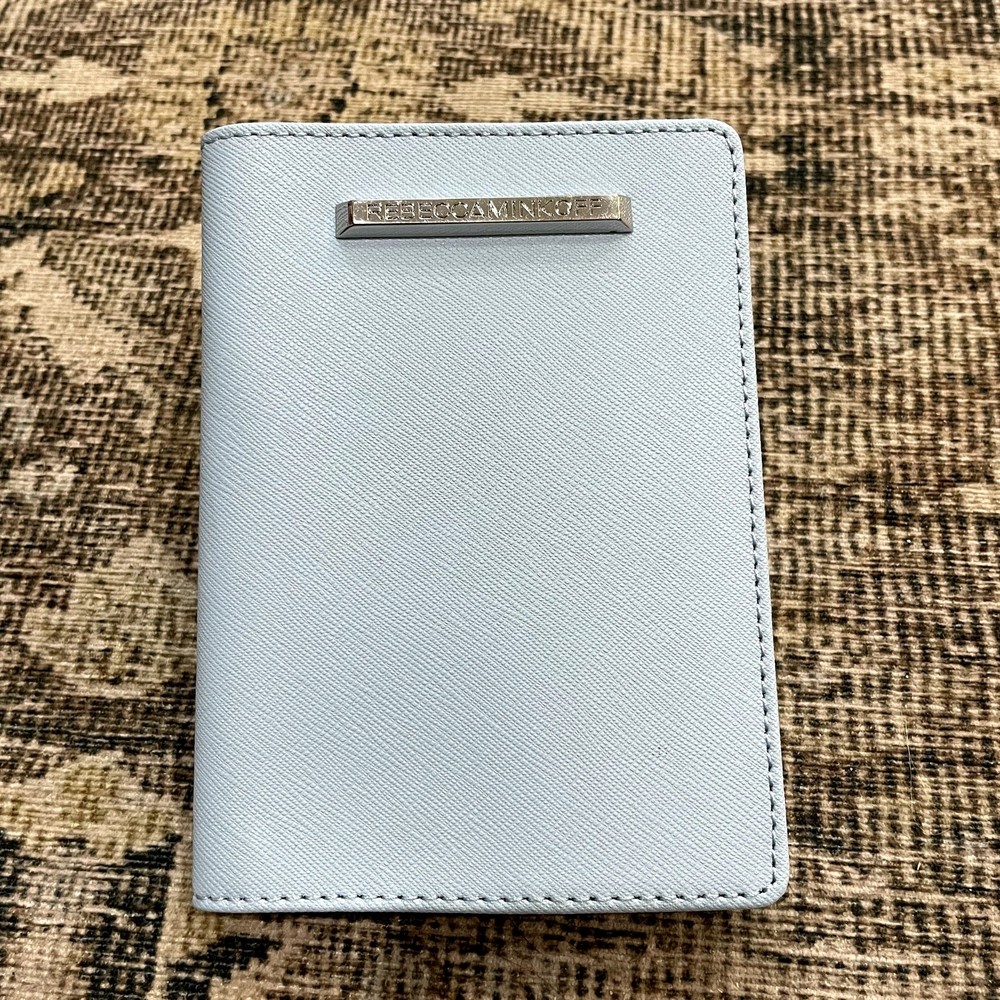 NEW Rebecca Minkoff Passport Holder Saffiano Leather Blue