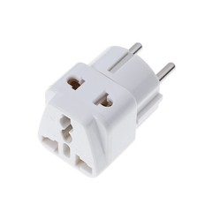 1 to 2 Splitter Germany France 5mm plug to universal UK/US/EU/AU 2/ 3 pin socke!