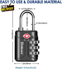 4 Pack TSA Approved Luggage Locks Combination Travel Padlock 3 Digit Waterproof