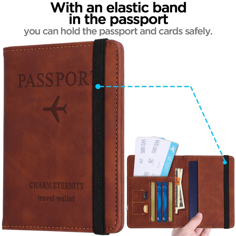 PU Leather Cover Travel Passport ID Wallet Holder Cover RFID Blocking Card Case