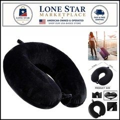 Memory Foam Neck Support Travel Cushion with Removable Cover – Black Elegance