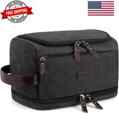 Toiletry Bag for Men, Dual Layers Canvas Travel Toiletries Bag, Water-Resista…
