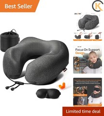 Memory Foam Travel Neck Pillow – Adjustable & Breathable for Comfort