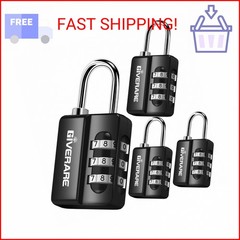 GIVERARE 4 Pack Combination Lock, 3-Digit Padlock Keyless, Resettable Luggage Lo