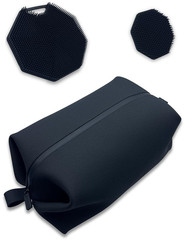 Waterproof Silicone Toiletry Dopp Kit Bag Large 10x6x6 inches Black NEW Extras