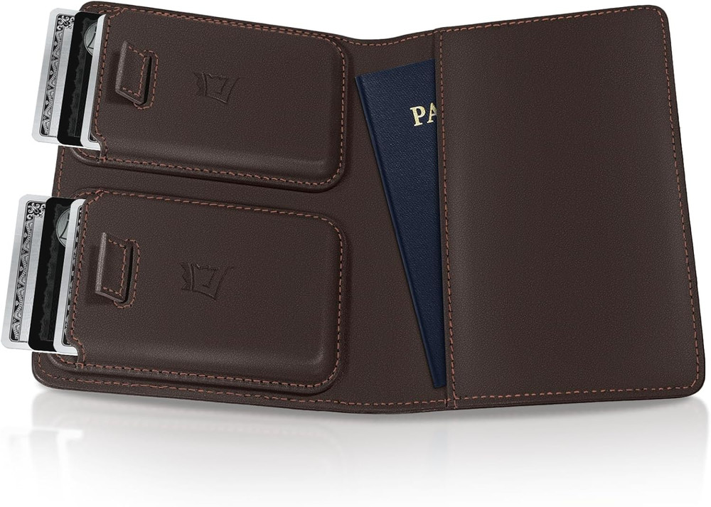 Truffle RFID Blocking Leather Passport Holder with Airtag & Card Slots