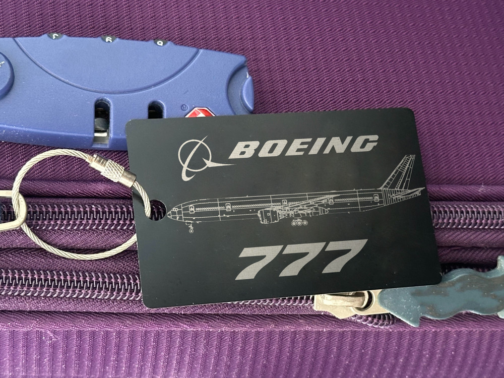 Boeing B777 Customised Ultra Thin Metal Luggage Tags x 2 & Steel Loop