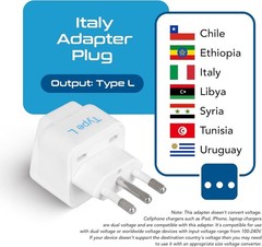 Type L Power Adapter Set – 3 Compact Adapters for Italy & International Travel