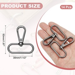 14pcs Rotating Release Hooks 1-1/2″ Oval Ring, Matte Black