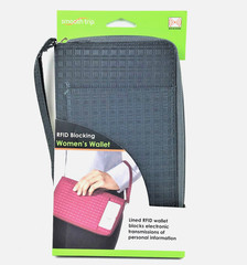 Smooth Trip RFID Blocking Women’s Wallet Travel Pouch Organizer Case Gray Nylon