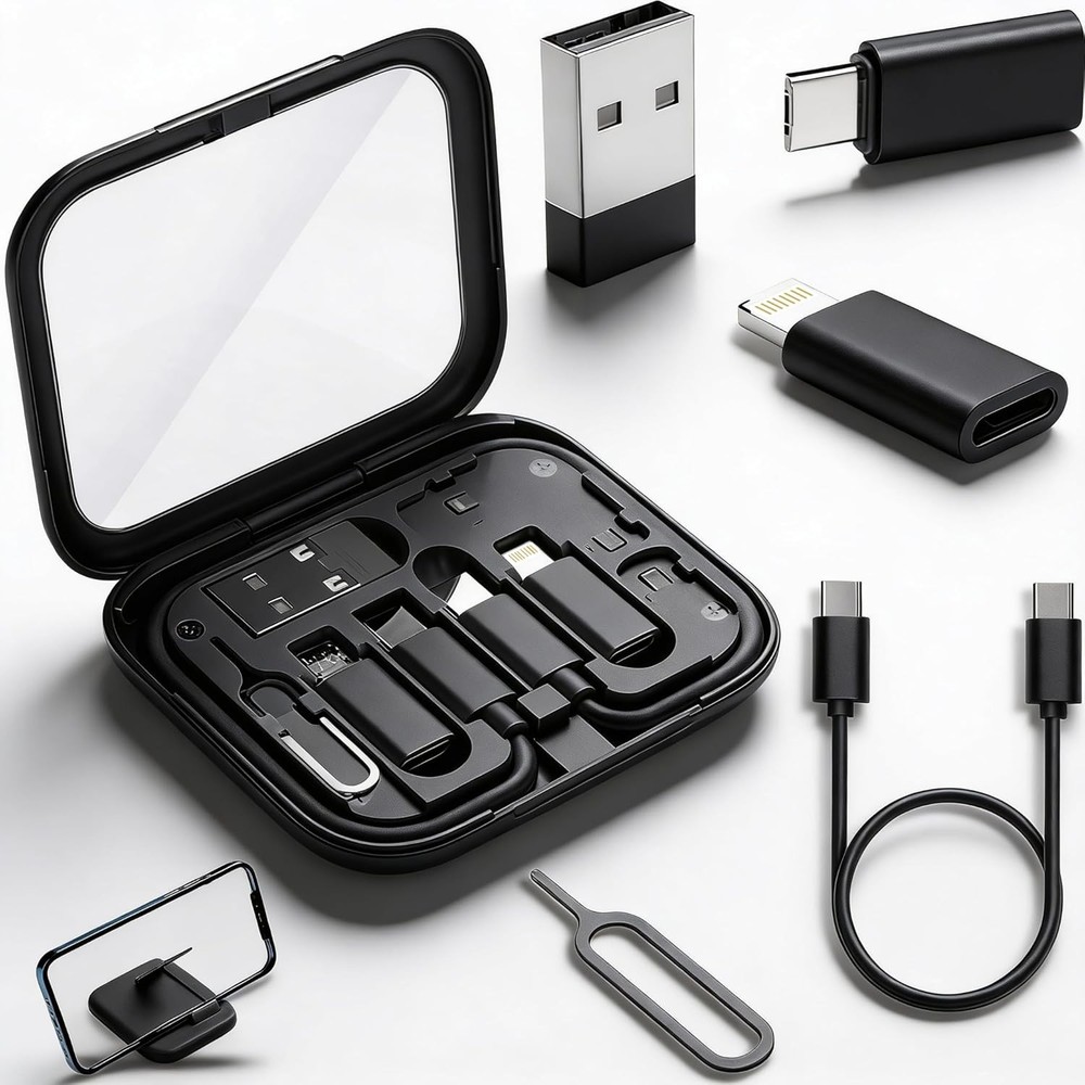 USB Type C Adapter Kit Travel Set Black