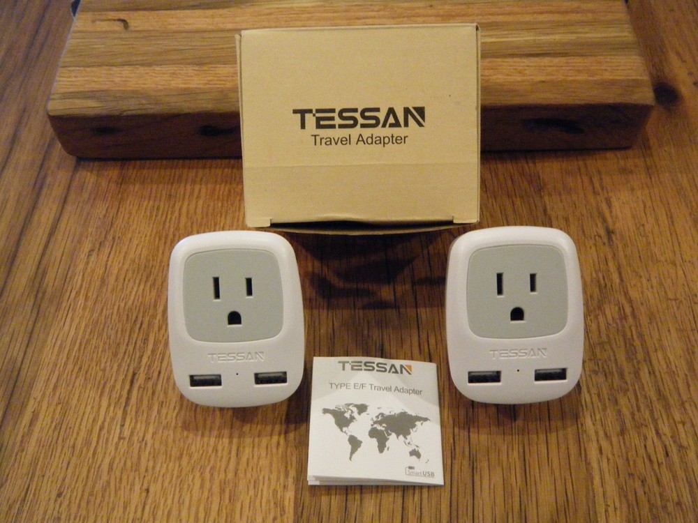 Tessan TYPE E/F Travel Adapter with 2 USB Port – TS-AP2U-EF-Gray
