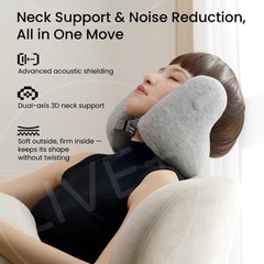EVERYTHINK E2 Travel Neck Pillow, Light Gray | U Memory Foam Airplane Car Travel