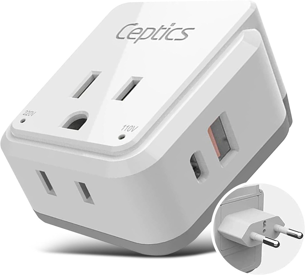 Ceptics Europe Travel Plug Adapter – Includes Type C Swadapt Attachment