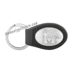 NCAA Memphis Tigers Zep-Pro Leather Concho Key Fob black keychain