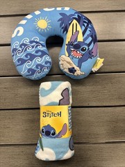Disney Stitch Travel Neck Pillow And Blanket New with Tags