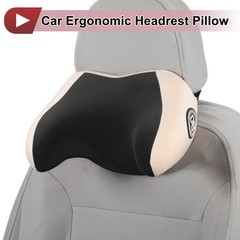 Car Headrest Pillow Polyester, Memory Foam Apricot, Black 1 Pcs for Driving