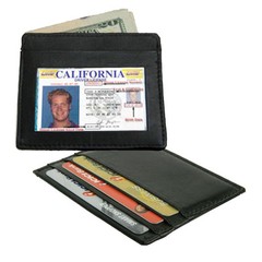 Black Cowhide Leather Men’s Wallet Front Pocket Super Slim Credit Card ID Holder