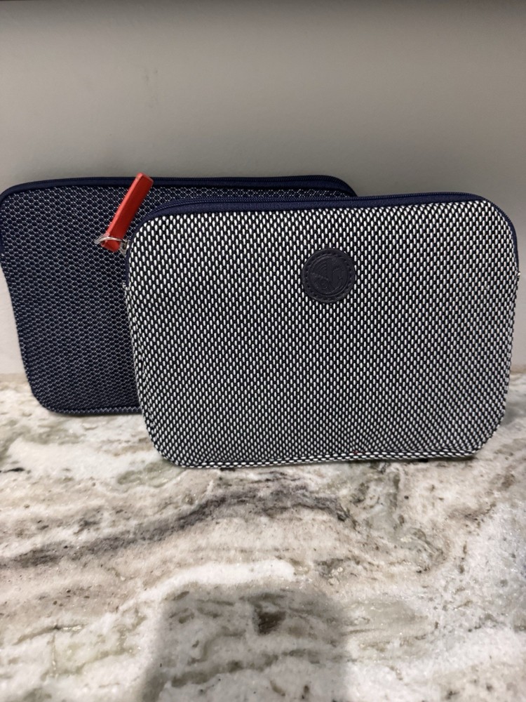 Air France Business Class 2x Amenity Kit Navy Blue & Gray Woven Pouch 1 unopened