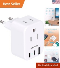 International Travel Plug Adapter with Smart USB-C Ports – Ideal for