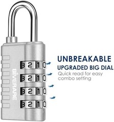 4 Pack Combination Lock, 4-Digit Padlock Keyless, Resettable Metal Luggage Locks