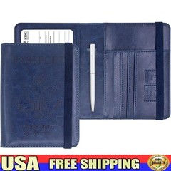 RFID Passport Holder Organizer Wallet W/ Vaccine Card Slot Travel Case New