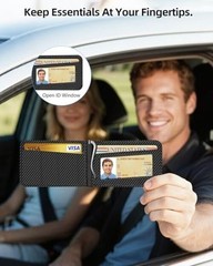 for MagSafe Wallet with Money Clip, Stronger Magnetic Carbon Fiber Black