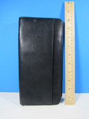 Travel wallet black leather bi fold 5 by 10 inches