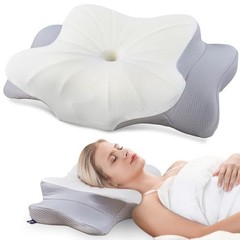 Cervical Pillow for Neck and Shoulder,Contour Memory Foam Queen Size Grey
