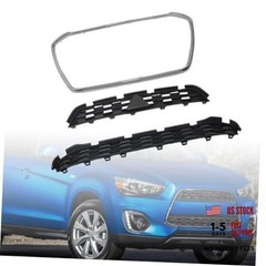 Black Chrome Upper Front Grille W/Surround Trim 6402A276 Compatible with