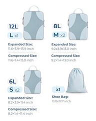 Compression Packing Cubes for Travel/14 Set 6 Set 04-Misty Lavender