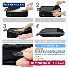 BAGAIL 4 Set/6 Set/8 Set Compression Packing Cubes Travel Accessories Expandable