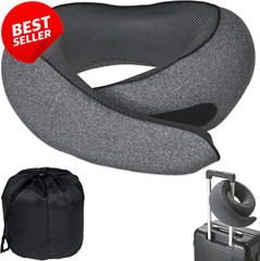Travel Neck Pillow Ergonomic U Shaped Flight Sleeping Support Grey – US