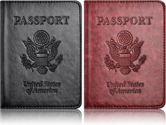 2Pack Passport Holder Wallet Cover Case, Travel Essentials for Women and Men