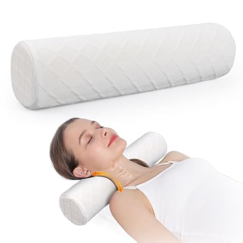 Small Cervical Roll Pillow Memory Foam Neck Round Pillow, Large – 4.7″ H