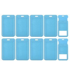 10 Pack Badge Holder, Plastic Vertical ID Protector Clips, Sky Blue