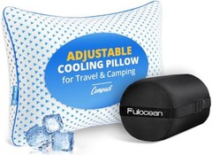 Small Cooling Memory Foam Pillow for M – 18 x 13 Inch White & Light Blue