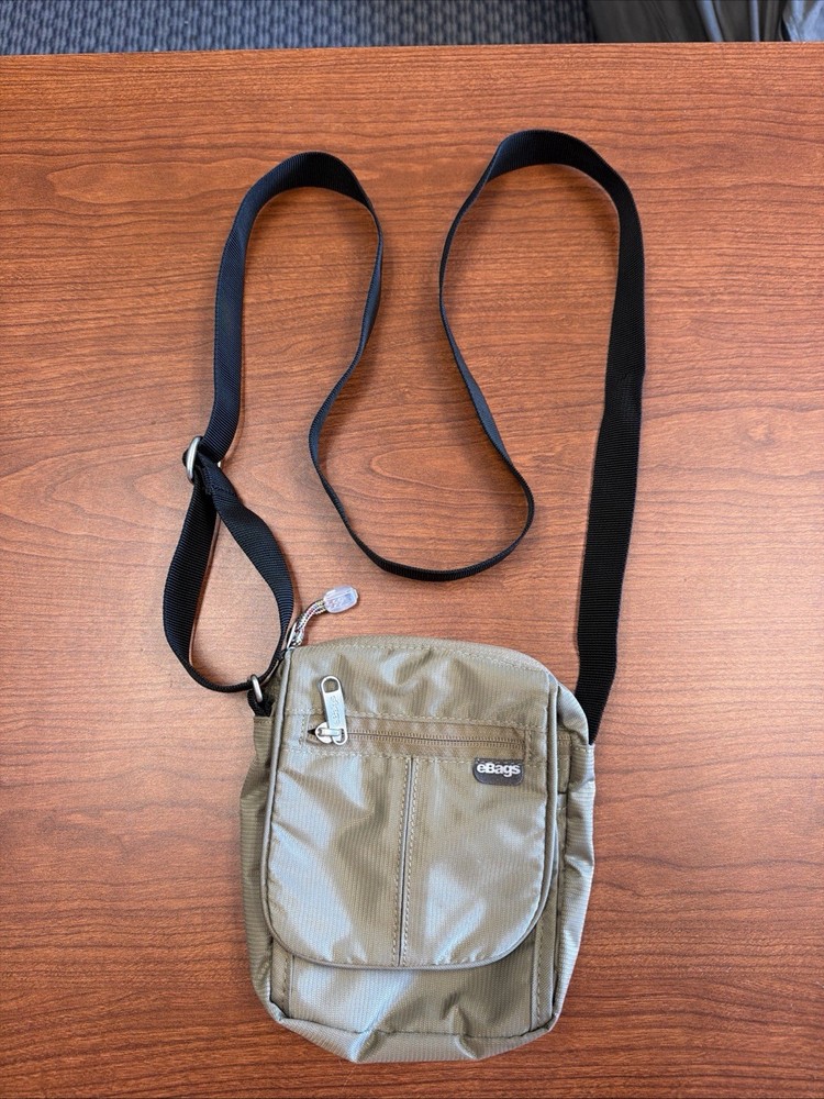 eBags RFID Travel Neck Wallet Passport Crossbody Organizer Bag Khaki Adjustable