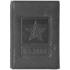 Army Leather Wallet-US Army Black Leather Trifold RFID Blocking Wallet