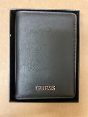 Guess Elite Passport Case Holder Leather One Size Black- NEW Open Box