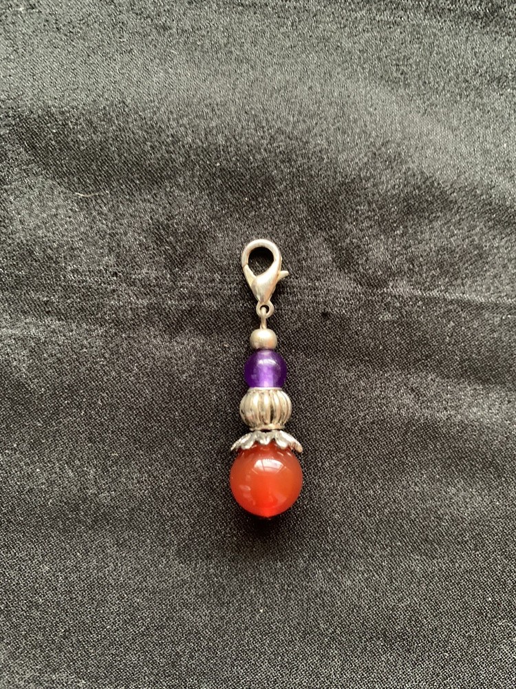Carnelian And Amethyst Zipper Bling Handbag Jewellery One Of A Kind Handmade