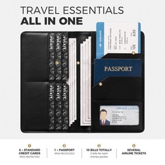 VULKIT Passport Holder Wallet Genuine One Size, Top Grain Cowhide – Black