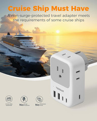 Type F Plug Adapter 2 Pack, 28W Germany France Travel Plug Adapter with 4 Outlet