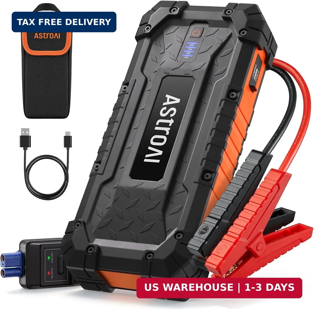 AstroAI S8 Ultra 12V 4000A Lithium Jump Starter Up to All Gas/12L Diesel | Heavy
