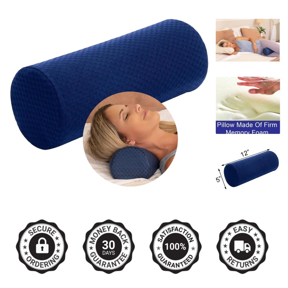 Hypoallergenic Round Memory Foam Neck Pillow with Removable Cover – 12×5 Inches