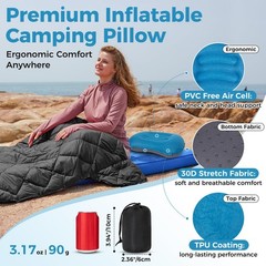 ATEPA Inflatable Camping Pillow, 17.32 inches (L) x 11.02 (W), Navy