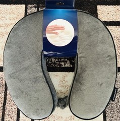 🇺🇸The Comfort Memory Foam Neck Travel Pillow Piping Plain with SnapOn Grey